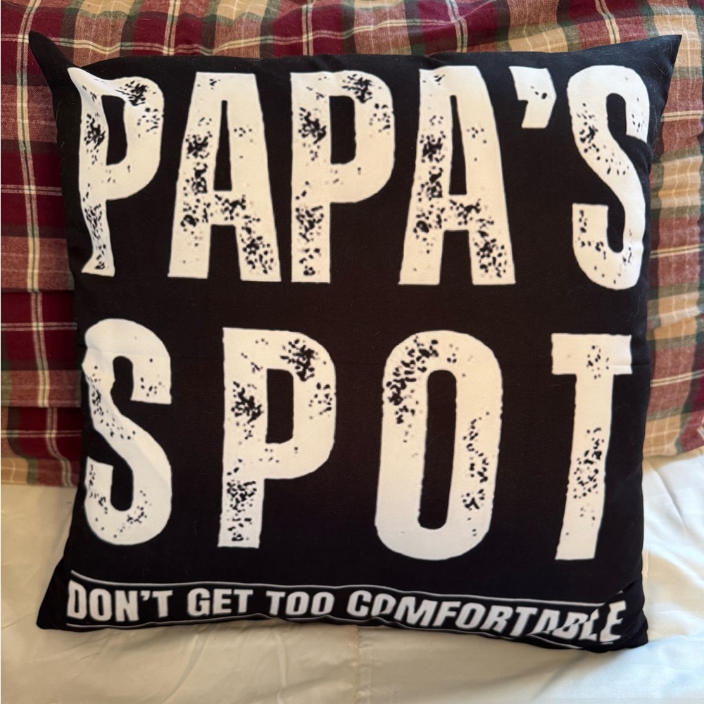 Black and White 'Papa's Spot' Throw Pillow